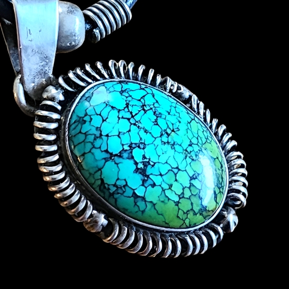 Native American Jewelry - Vintage Native American Turquoise pendant by T Benally Navajo jewelry sp…